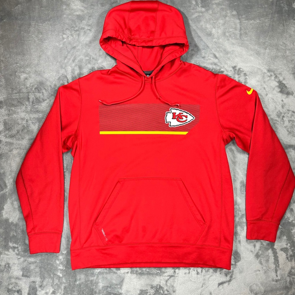 Nike Kansas City Chiefs Therma-FIT Hoodie Mens Large Red NFL Pullover Sweatshirt